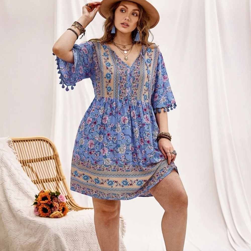 Rusttydustty Floral Boho Dress